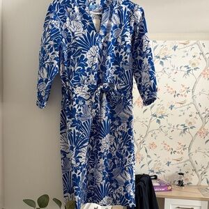 J. McLaughlin Blue and White Floral Dress